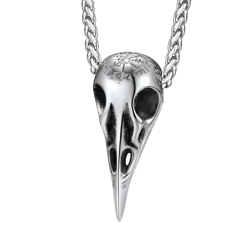 Raven Skull Necklace With Viking Compass for Men sold by FaithHeart