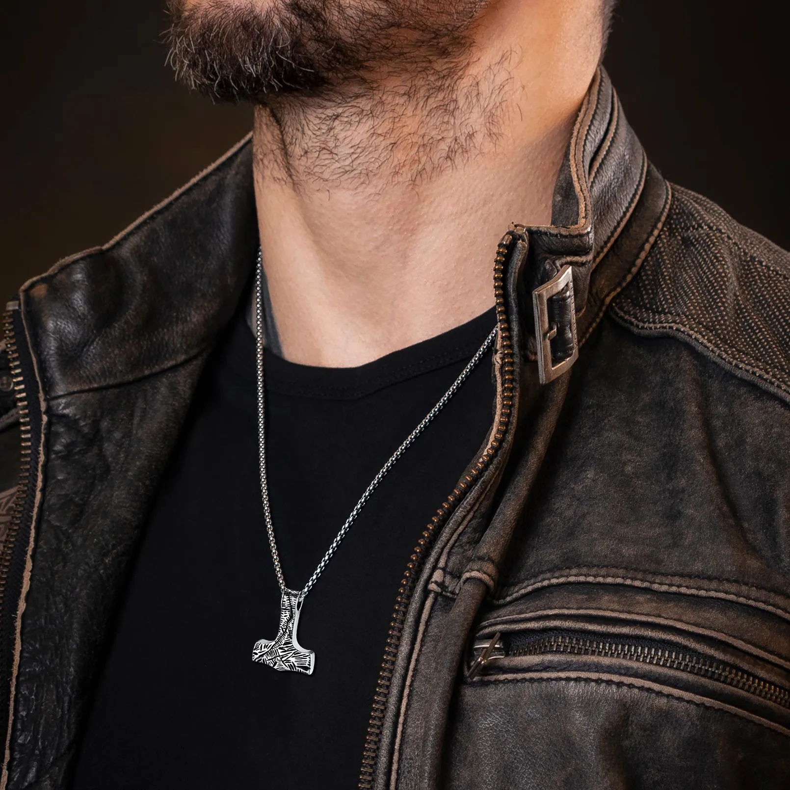 Flash Sale Viking Thor's Hammer Necklace Mjolnir Pendant For Men sold by FaithHeart product image thumbnail 2