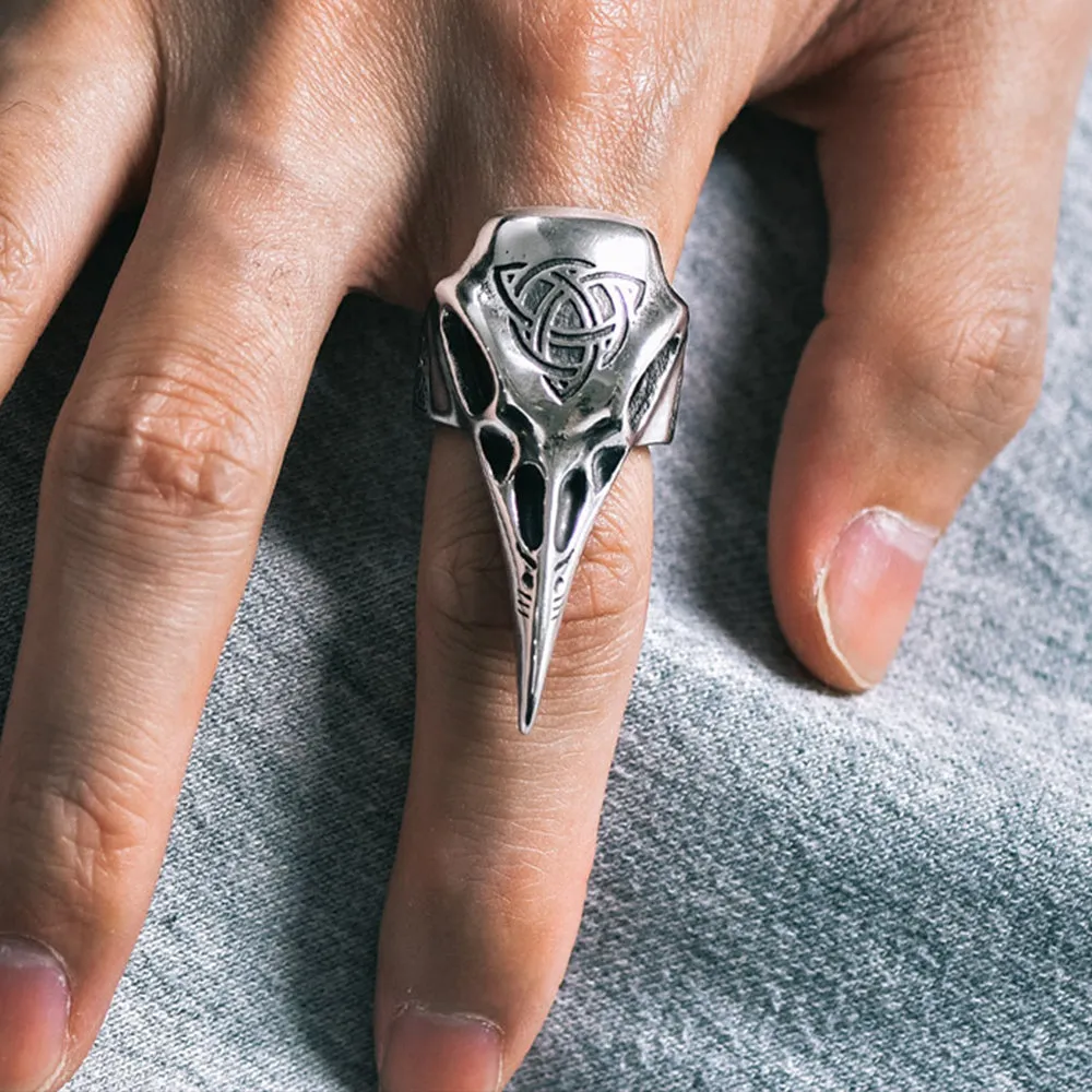 Viking Raven Skull Ring With Celtic Knot For Men sold by FaithHeart product image thumbnail 2