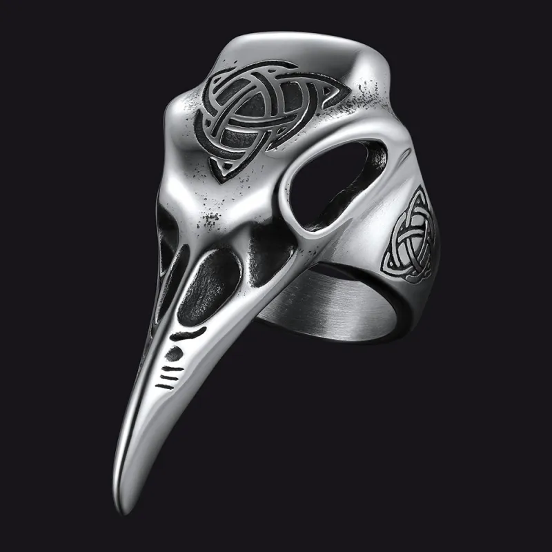 Viking Raven Skull Ring With Celtic Knot For Men sold by FaithHeart