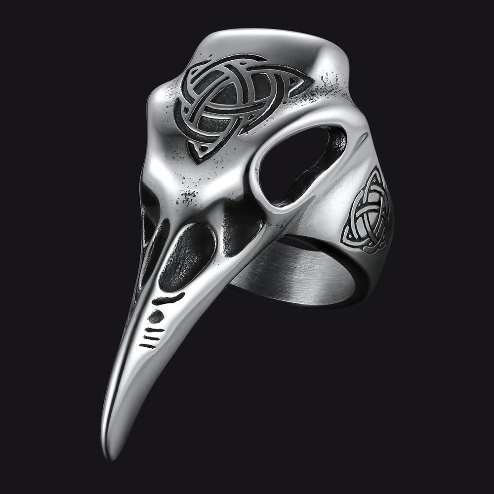 Viking Raven Skull Ring With Celtic Knot For Men sold by FaithHeart