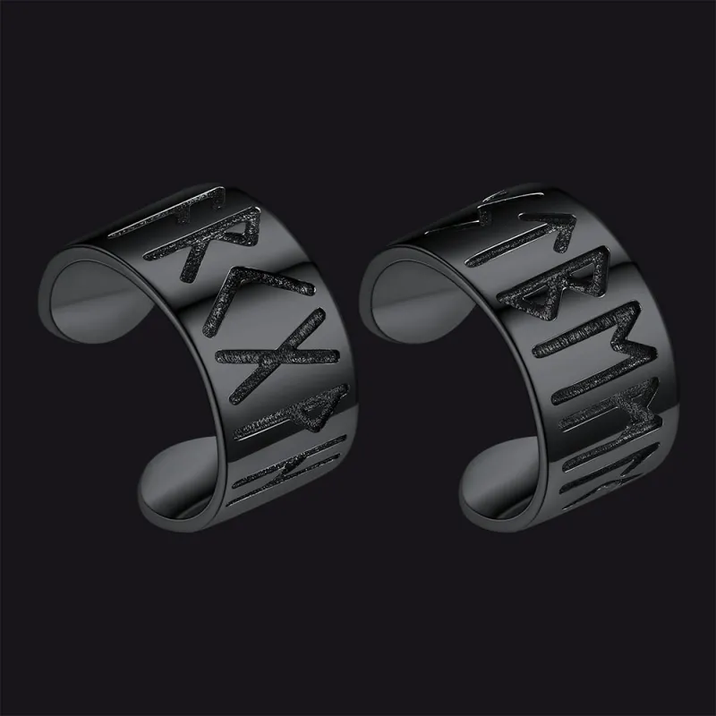 Norse Viking Runes Ear Cuff Earrings for Men in Sterling Silver sold by FaithHeart