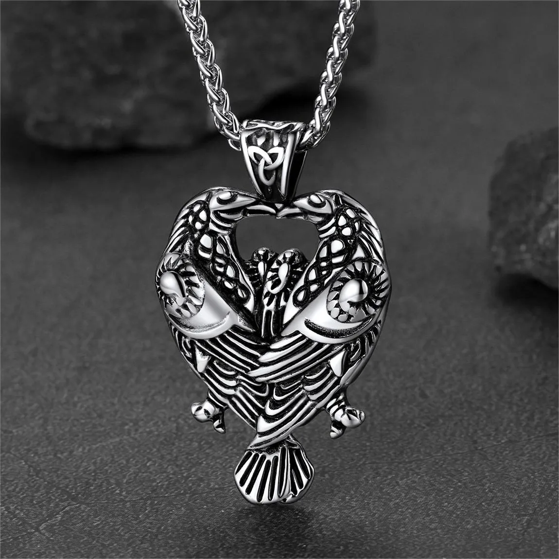 Viking Odin's Ravens Necklace Huginn and Muninn Pendant sold by FaithHeart product image thumbnail 4