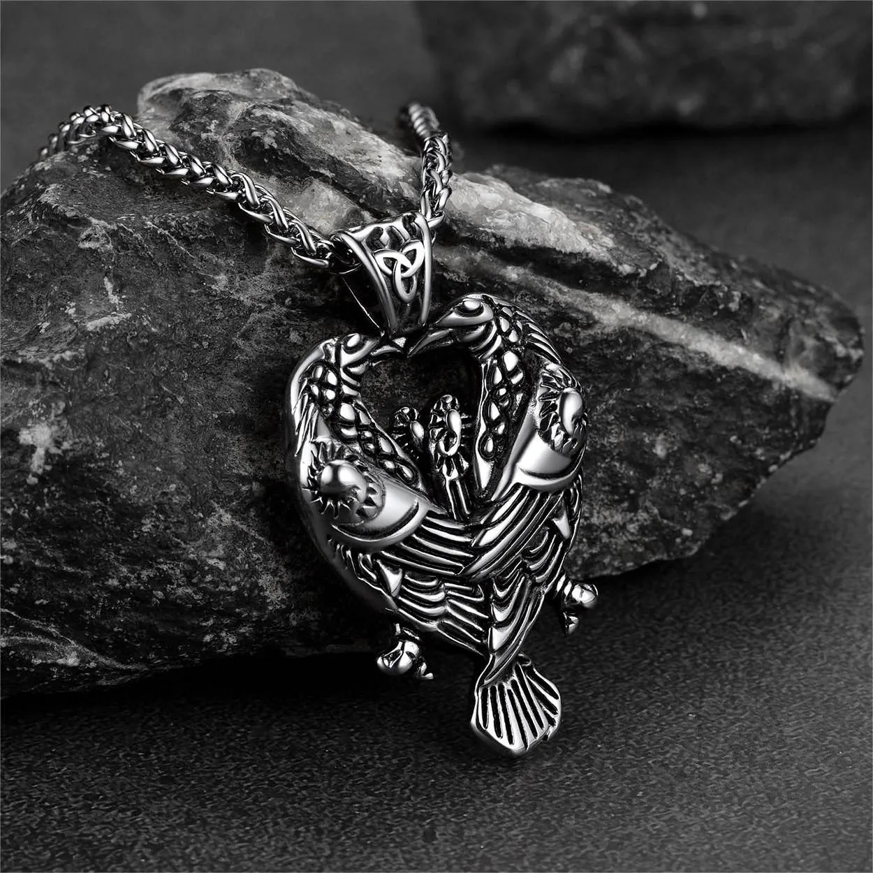 Viking Odin's Ravens Necklace Huginn and Muninn Pendant sold by FaithHeart product image thumbnail 5