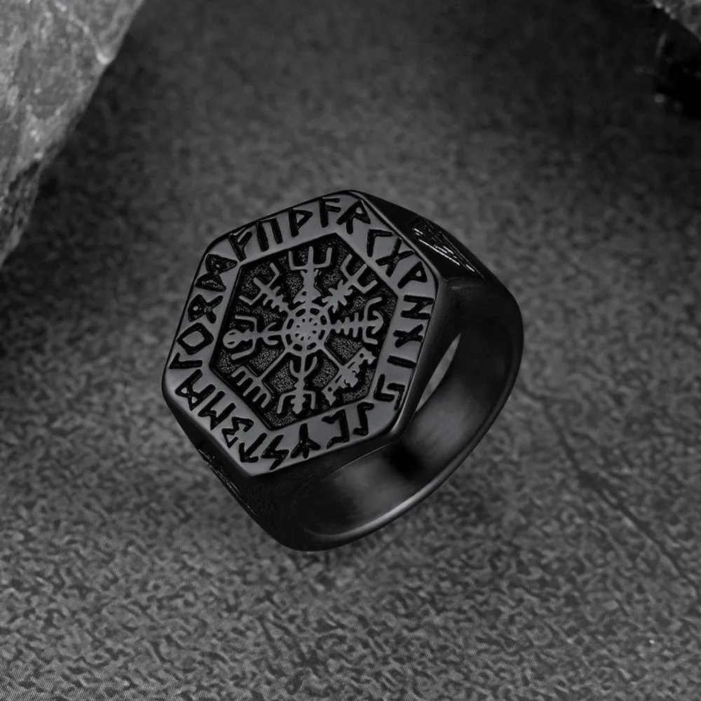 Viking Hexagon Compass Ring With Runes For Men sold by FaithHeart product image thumbnail 5