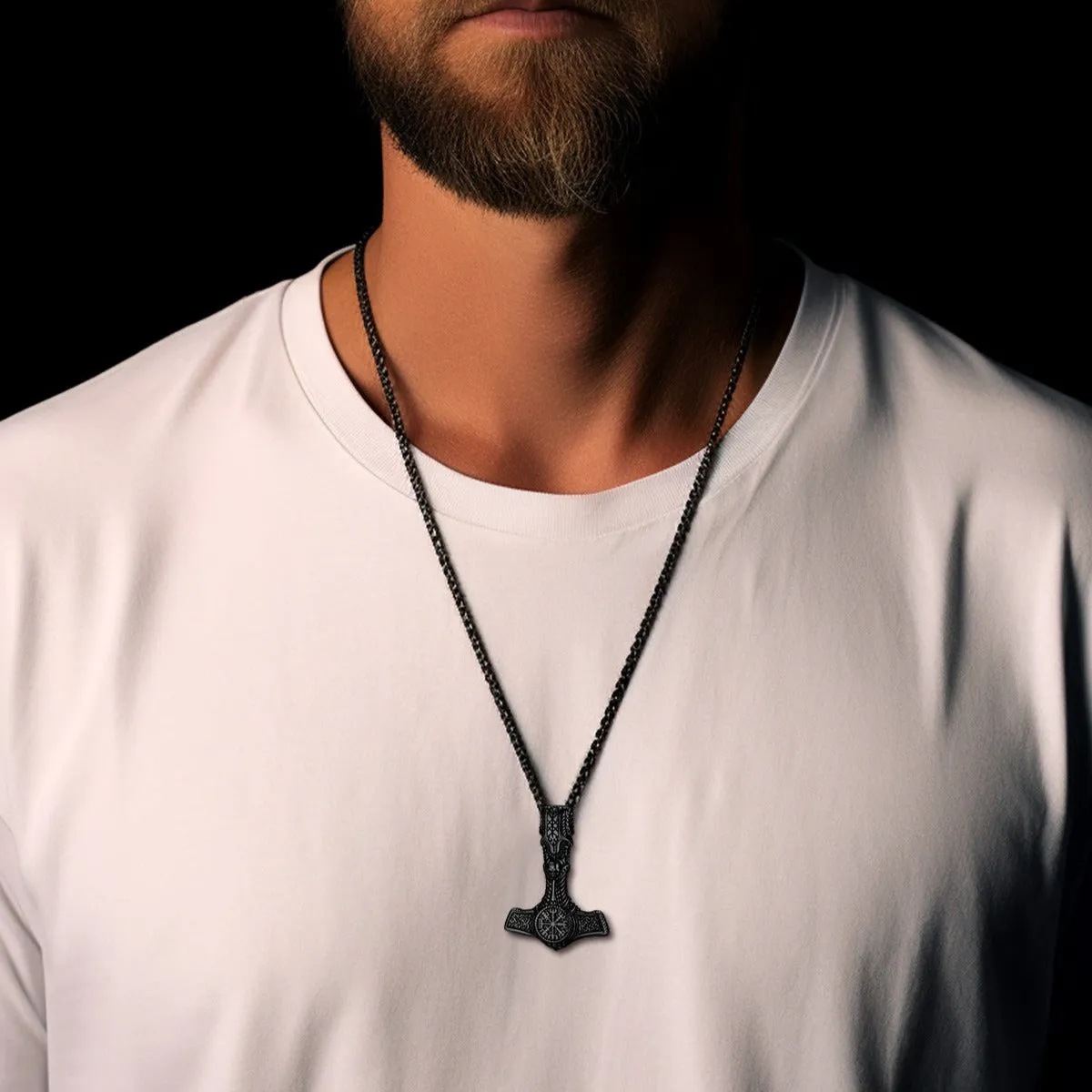 Viking Thor's Hammer Mjolnir Necklace Pendant For Men sold by FaithHeart product image thumbnail 2