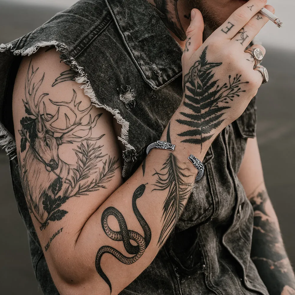 Viking Bracelet Norse Wolf Heads Cuff Bangle For Men sold by FaithHeart product image thumbnail 2