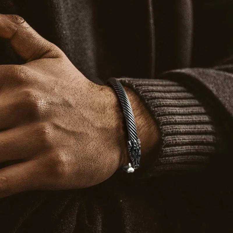 Viking Bracelet Norse Wolf Heads Cuff Bangle For Men sold by FaithHeart product image thumbnail 5