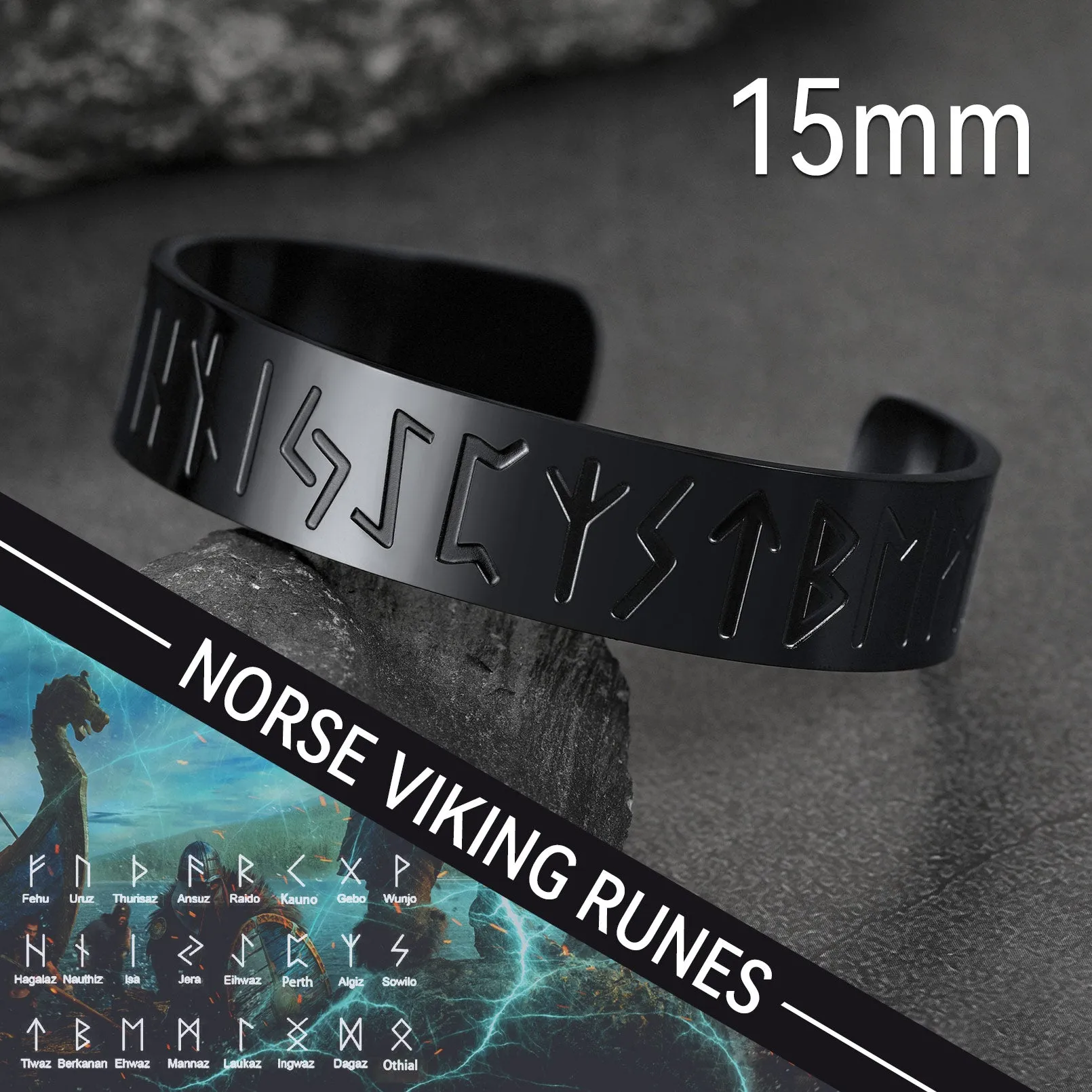 Viking Cuff Bangle Bracelet For Men sold by FaithHeart product image thumbnail 5