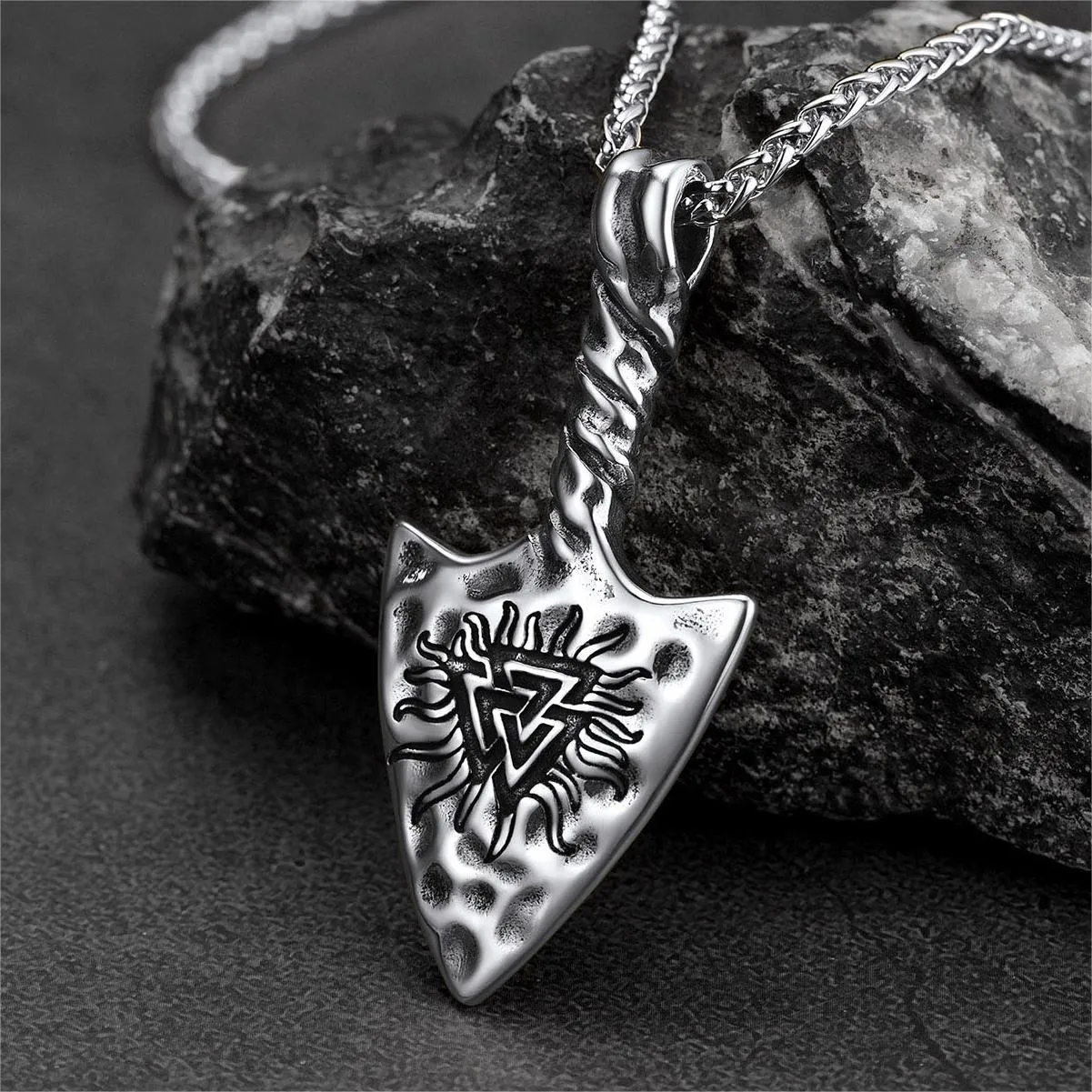 Flash Sale Viking Gungnir Necklace with Valknut Amulet Jewelry for Men sold by FaithHeart product image thumbnail 4