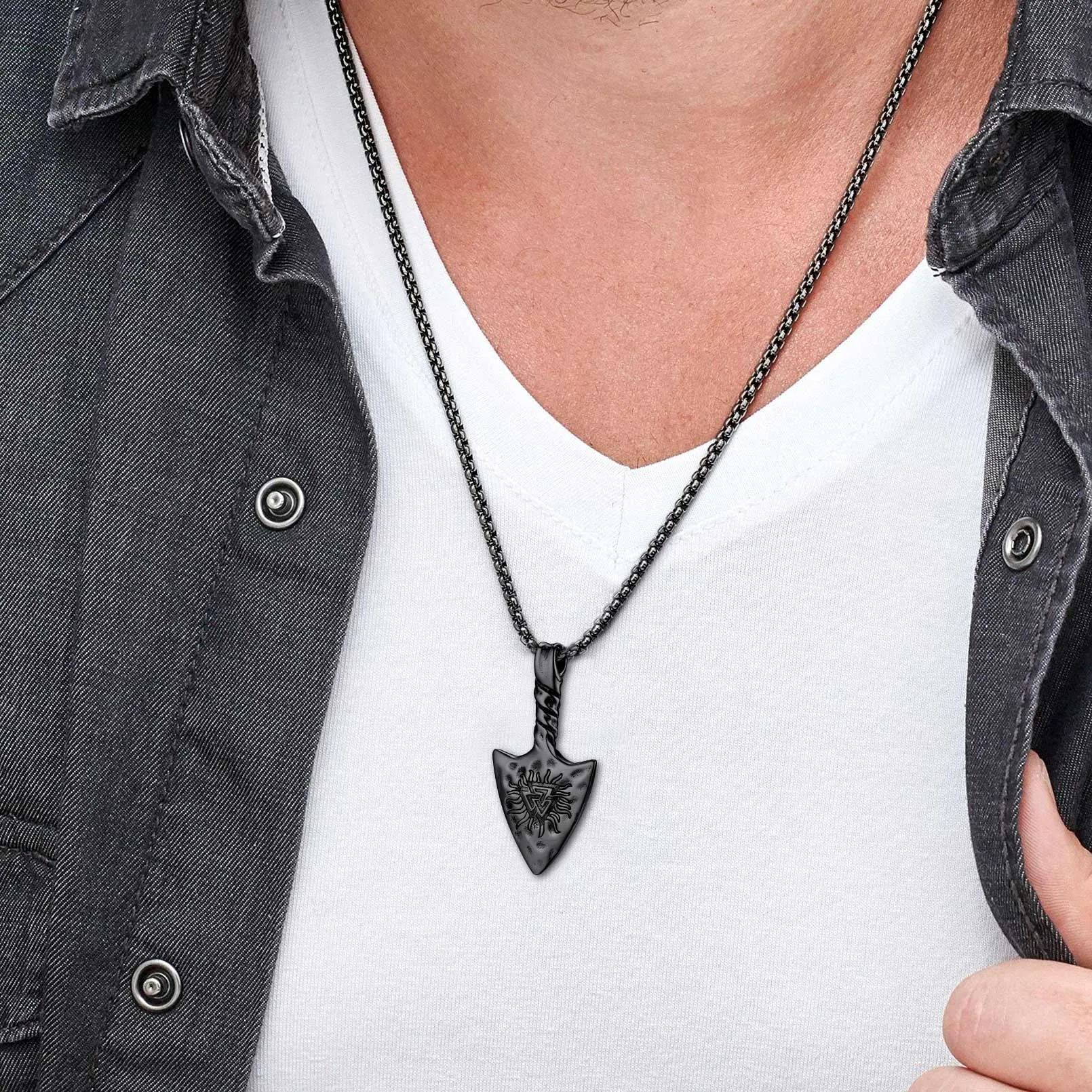 Flash Sale Viking Gungnir Necklace with Valknut Amulet Jewelry for Men sold by FaithHeart product image thumbnail 3
