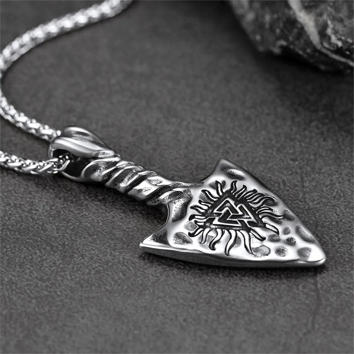 Flash Sale Viking Gungnir Necklace with Valknut Amulet Jewelry for Men sold by FaithHeart product image thumbnail 5
