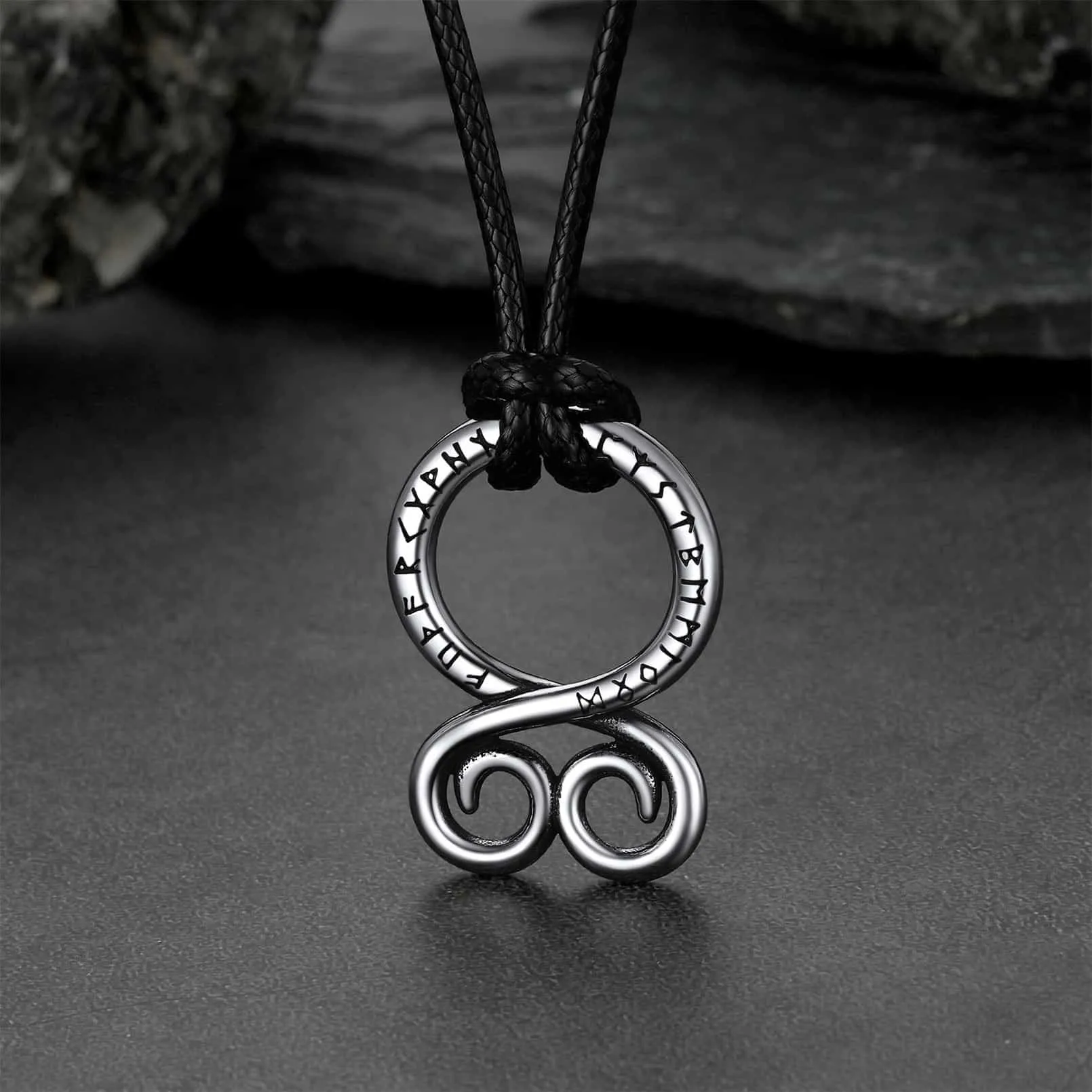 Troll Cross Pendant Leather Necklace with Viking Runes sold by FaithHeart product image thumbnail 4