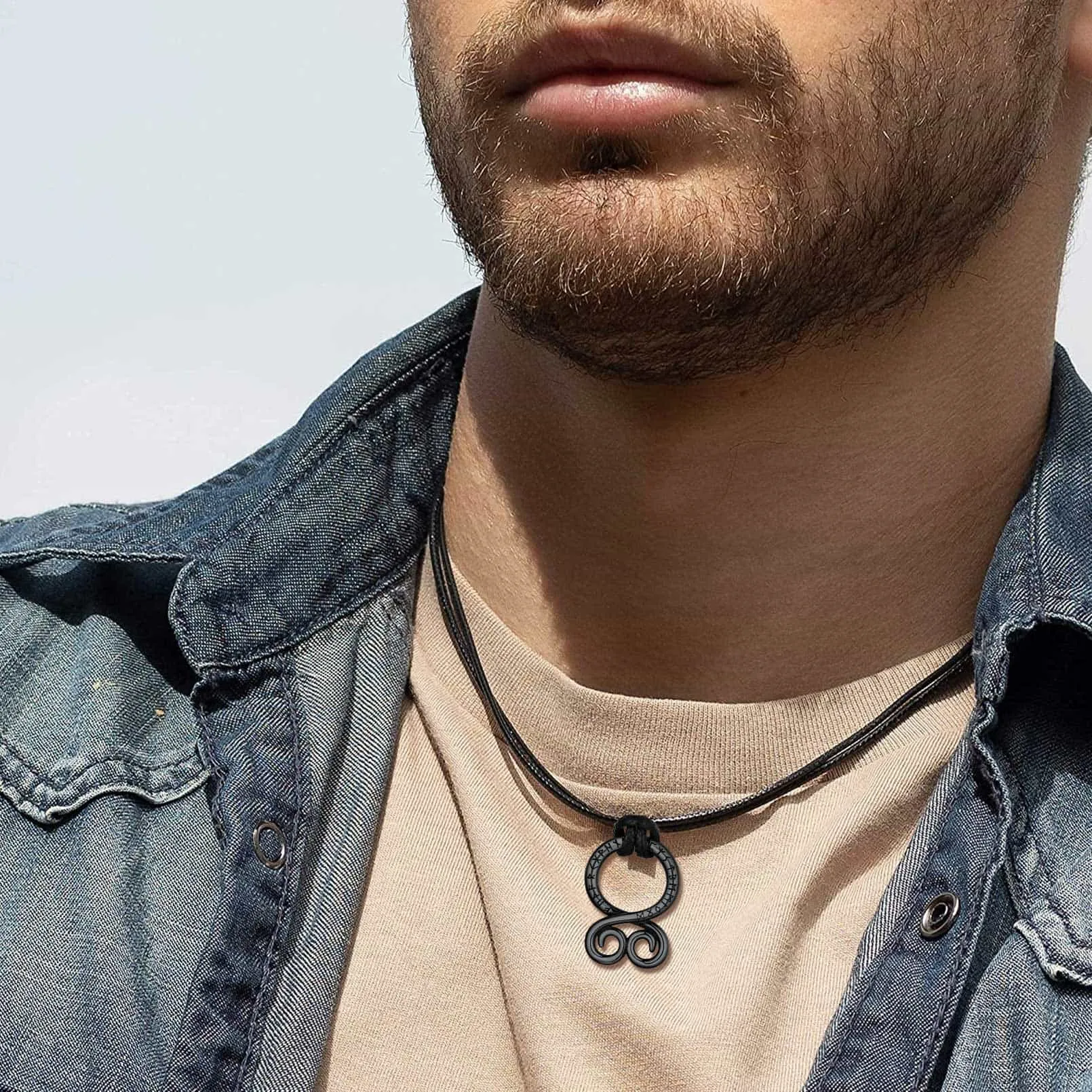 Troll Cross Pendant Leather Necklace with Viking Runes sold by FaithHeart product image thumbnail 2