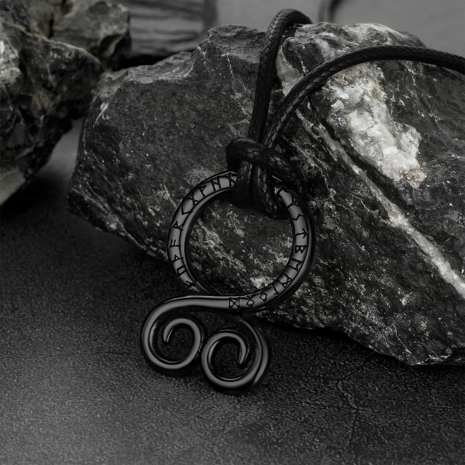 Troll Cross Pendant Leather Necklace with Viking Runes sold by FaithHeart product image thumbnail 5