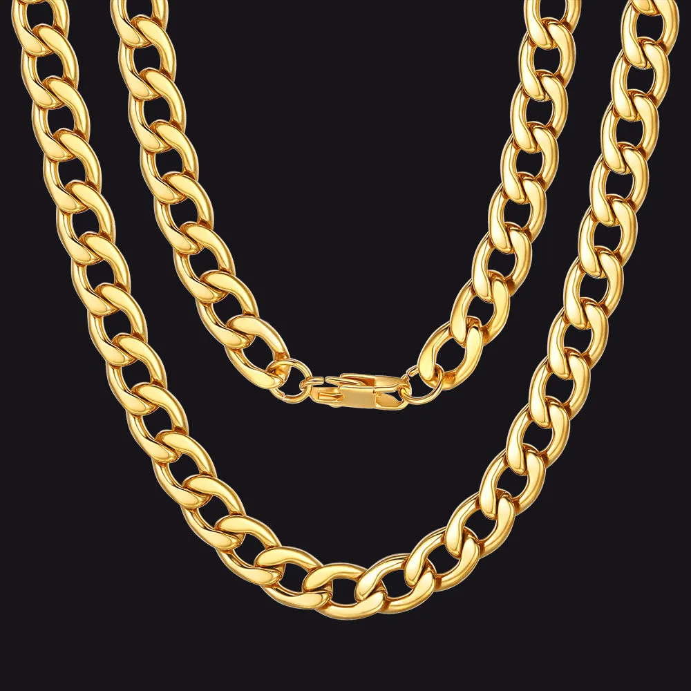 Sturdy Cuban Link Chain Necklace Lobster Clasp For Men Women sold by FaithHeart