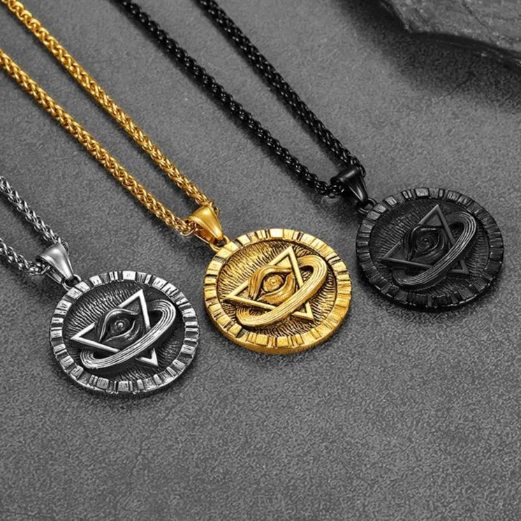 Triangle All-Seeing Eye Necklace Providence Pendant for Men sold by FaithHeart product image thumbnail 2