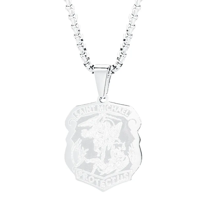 The Archangel St. Michael Necklace Medal Shield Pendant sold by FaithHeart