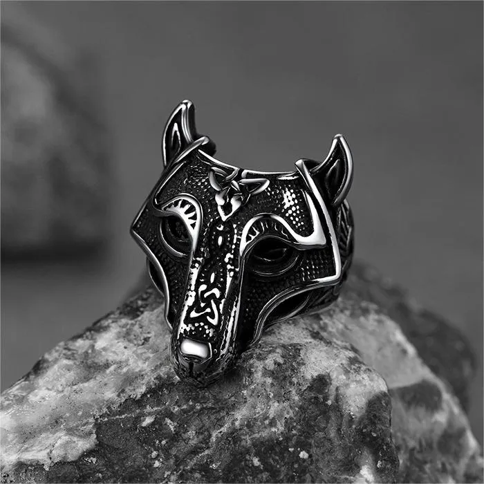 Viking Celtic Wolf Stainless Steel Ring for Men sold by FaithHeart product image thumbnail 3