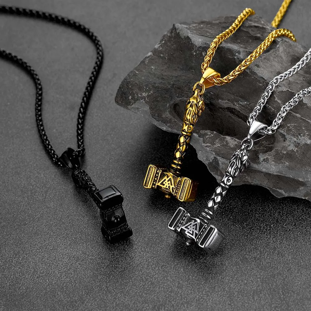 Thor's Hammer Mjolnir Necklace Viking Charm For Men sold by FaithHeart product image thumbnail 3