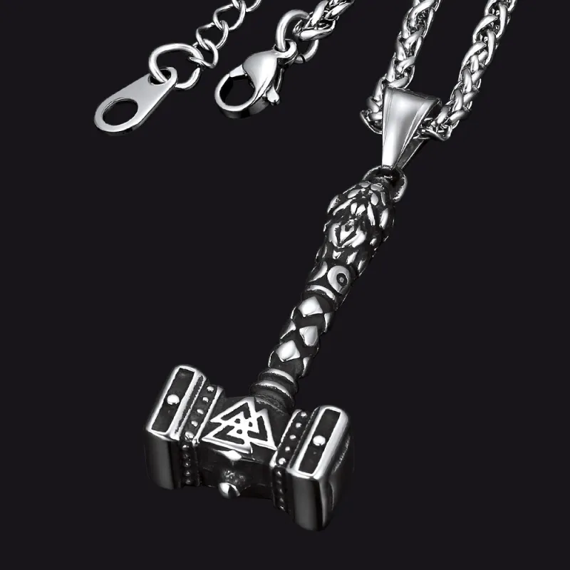 Thor's Hammer Necklace Viking Mjolnir Charm For Men sold by FaithHeart