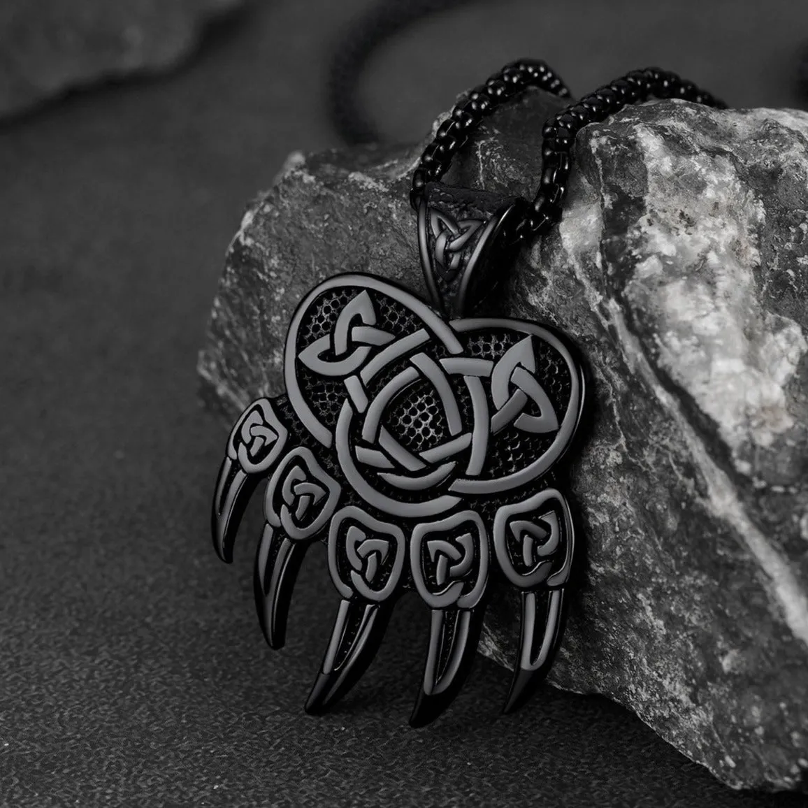 Viking Bear Paw Necklace with Celtic Knot For Men sold by FaithHeart product image thumbnail 5