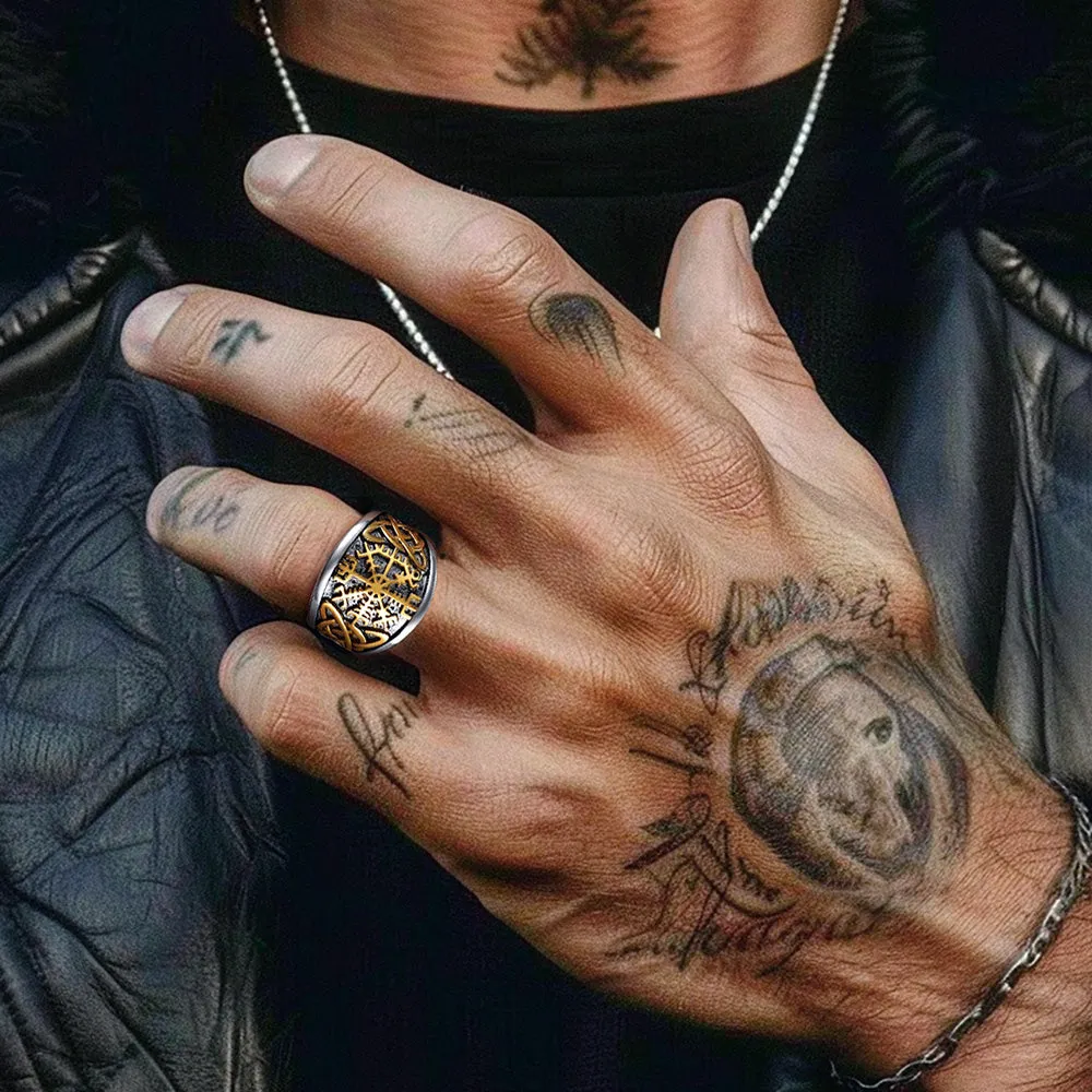 Viking Compass Ring with Celtic Knot for Men sold by FaithHeart product image thumbnail 3