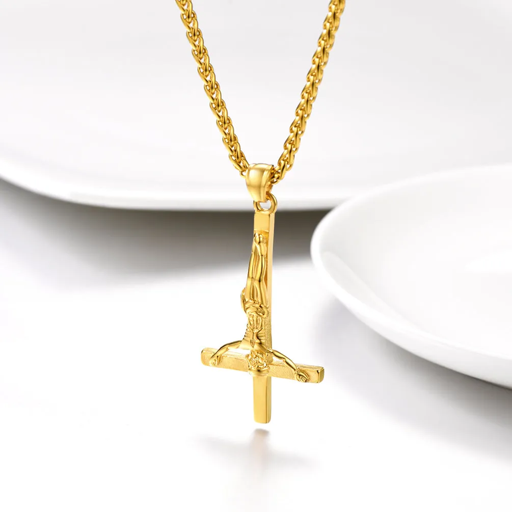 Unside Down Cross Crucifix Necklace Pendant for Men sold by FaithHeart product image thumbnail 5