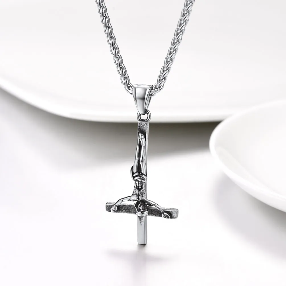 Unside Down Cross Crucifix Necklace Pendant for Men sold by FaithHeart product image thumbnail 3