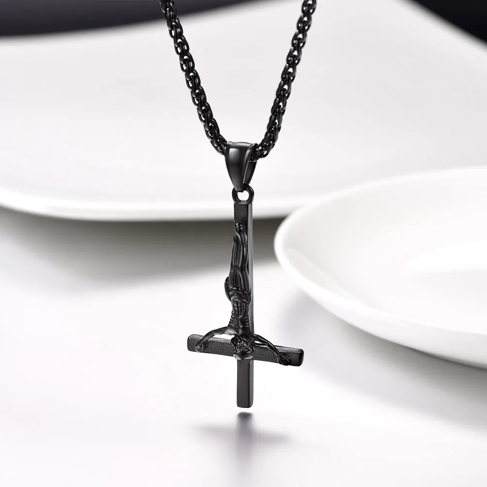 Unside Down Cross Crucifix Necklace Pendant for Men sold by FaithHeart product image thumbnail 4