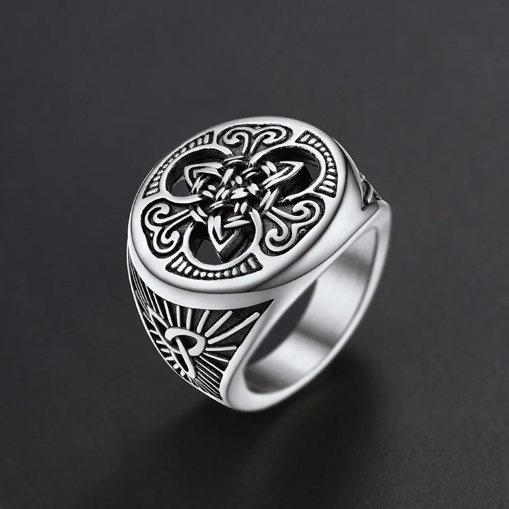 Viking Celtic Trinity Knot Signet Ring for Men sold by FaithHeart product image thumbnail 4