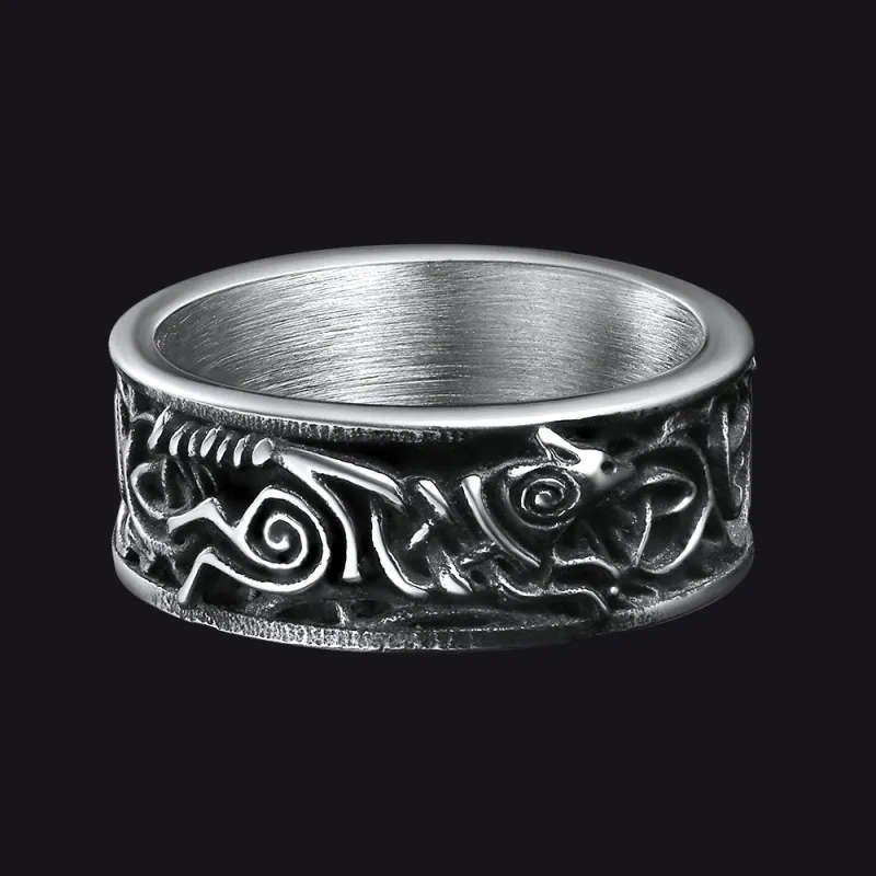 Norse Viking Celtic Wolf Ring Band For Men sold by FaithHeart