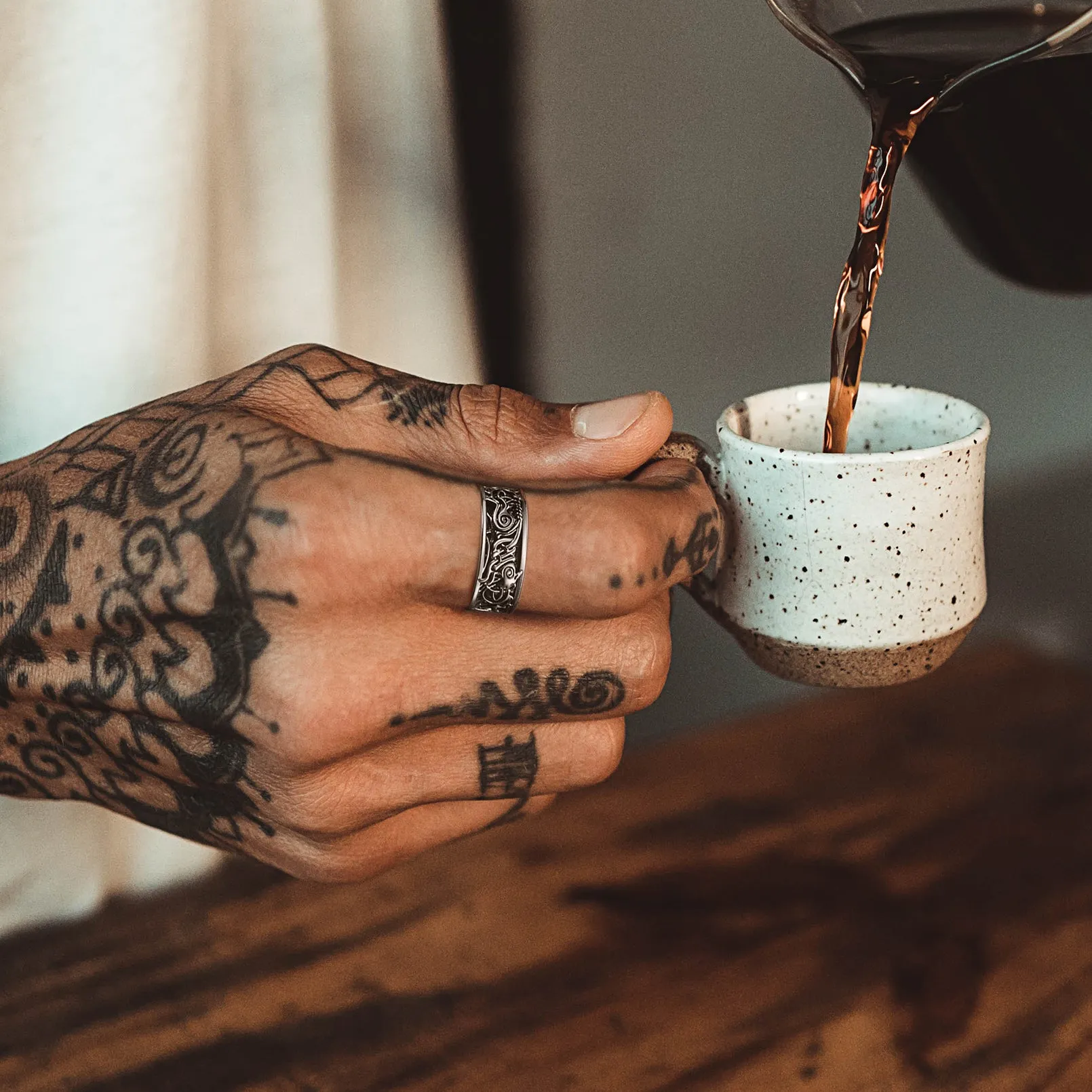 Norse Viking Celtic Wolf Ring Band For Men sold by FaithHeart product image thumbnail 2