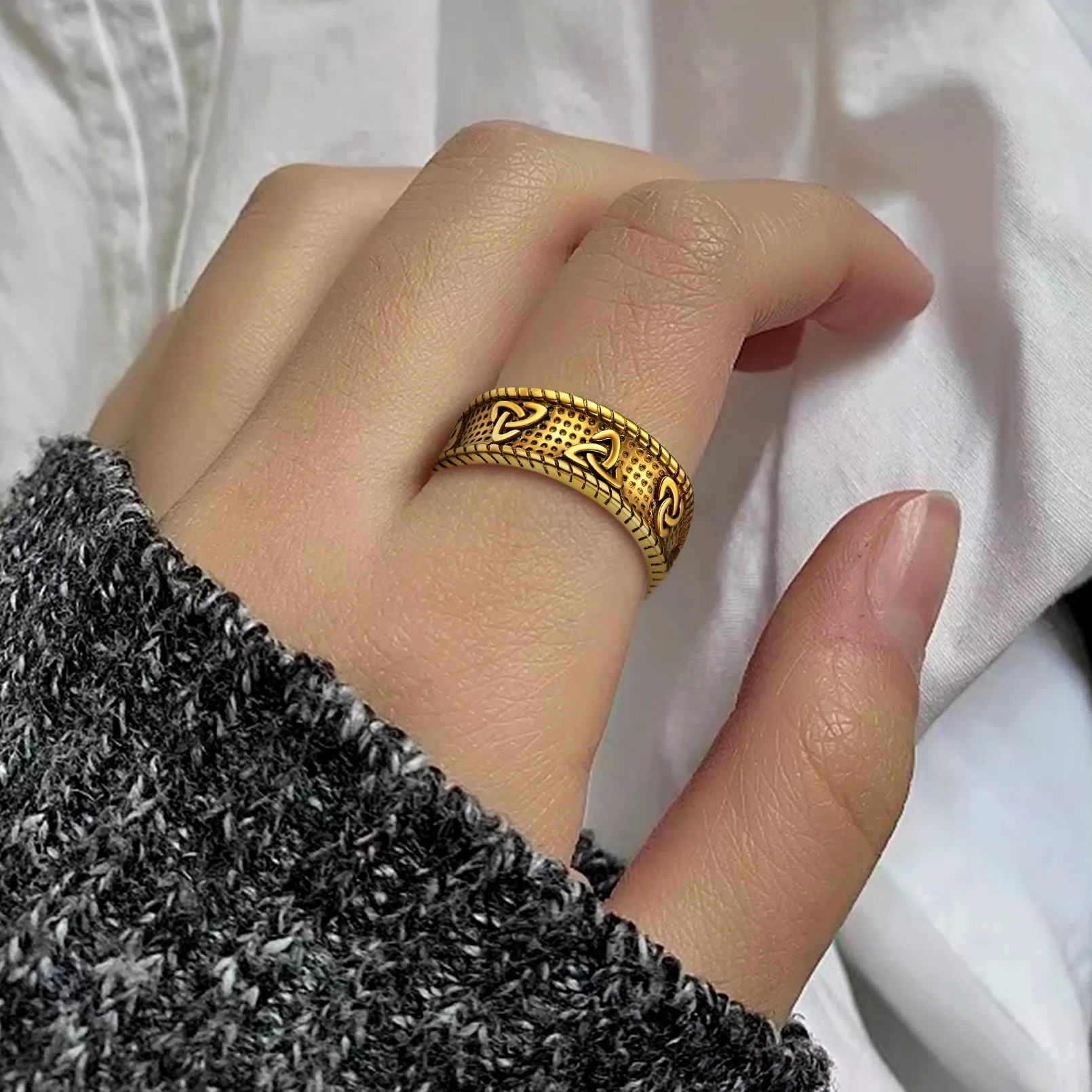 Viking Celtic Knot Stainless Steel Band Ring For Men sold by FaithHeart product image thumbnail 3