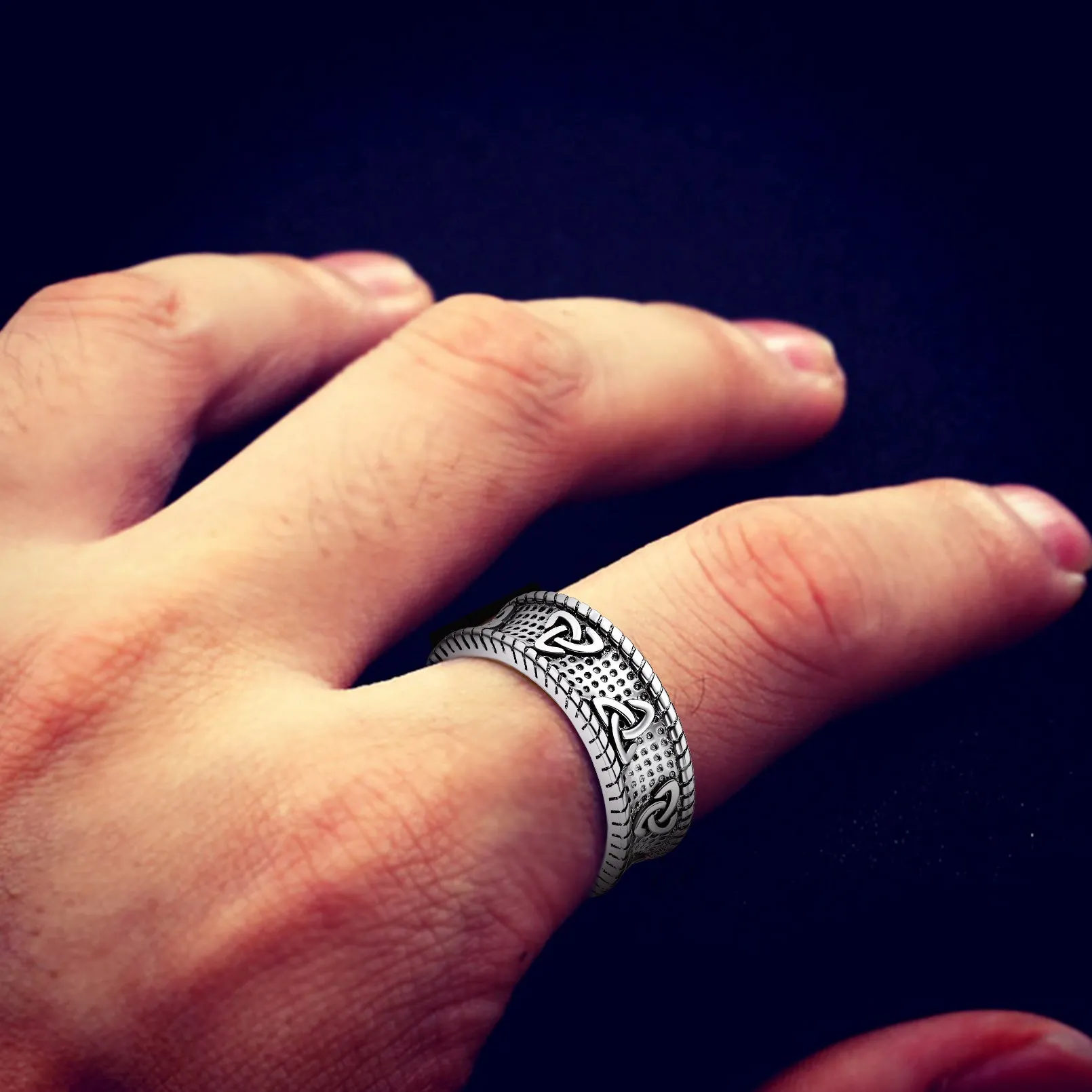 Viking Celtic Knot Stainless Steel Band Ring For Men sold by FaithHeart product image thumbnail 2