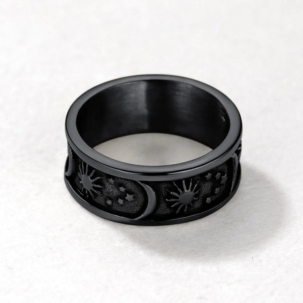Stainless Steel Sun Moon Star Band Ring For Men sold by FaithHeart product image thumbnail 5