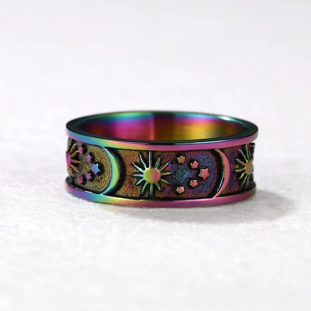 Stainless Steel Sun Moon Star Band Ring For Men sold by FaithHeart product image thumbnail 3