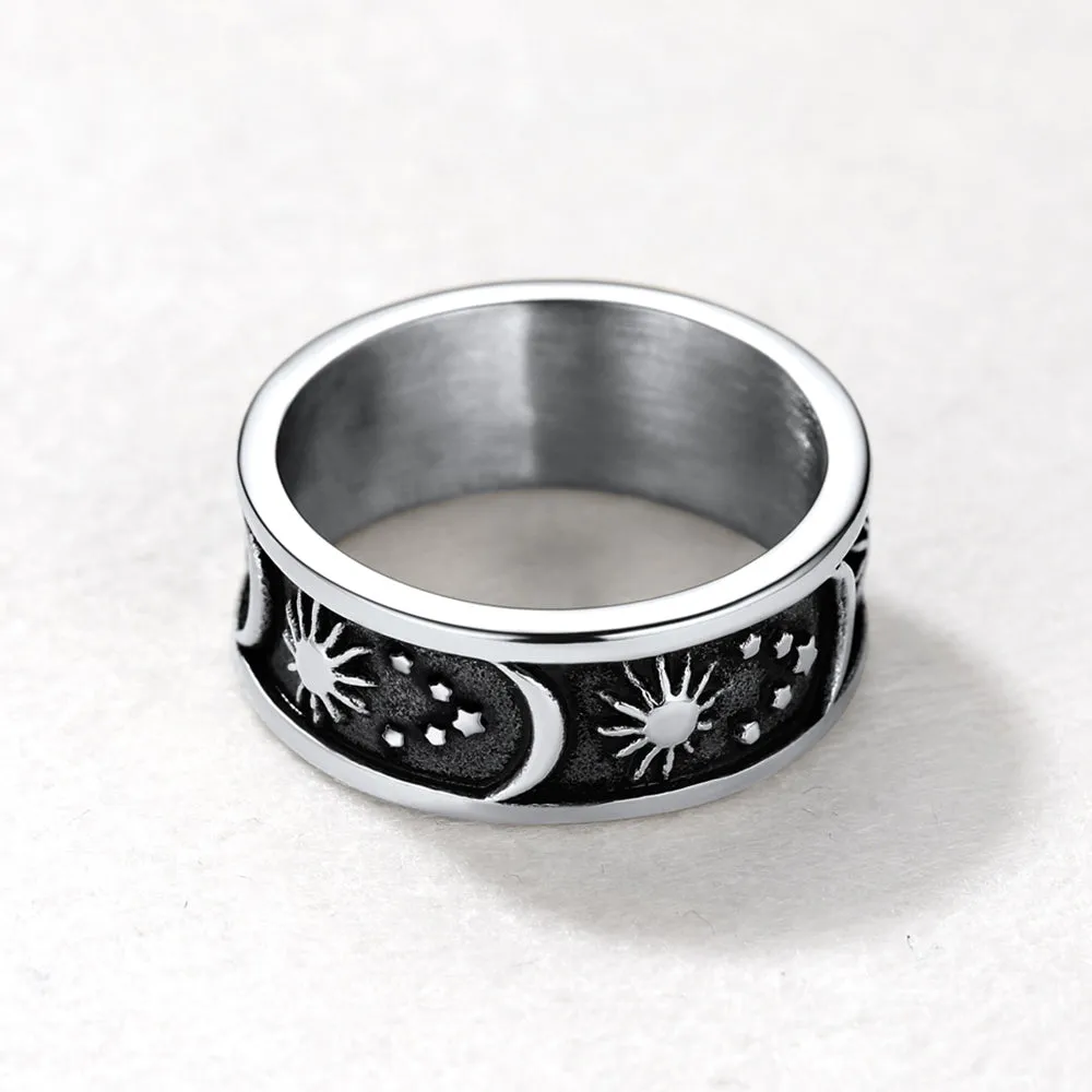Stainless Steel Sun Moon Star Band Ring For Men sold by FaithHeart product image thumbnail 4