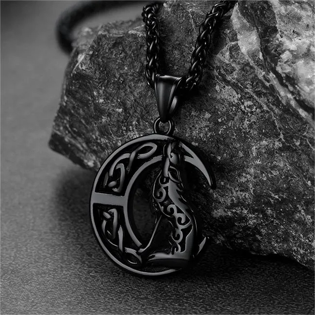 Viking Celtic Crescent Moon Wolf Necklace Pendant For Men sold by FaithHeart product image thumbnail 5