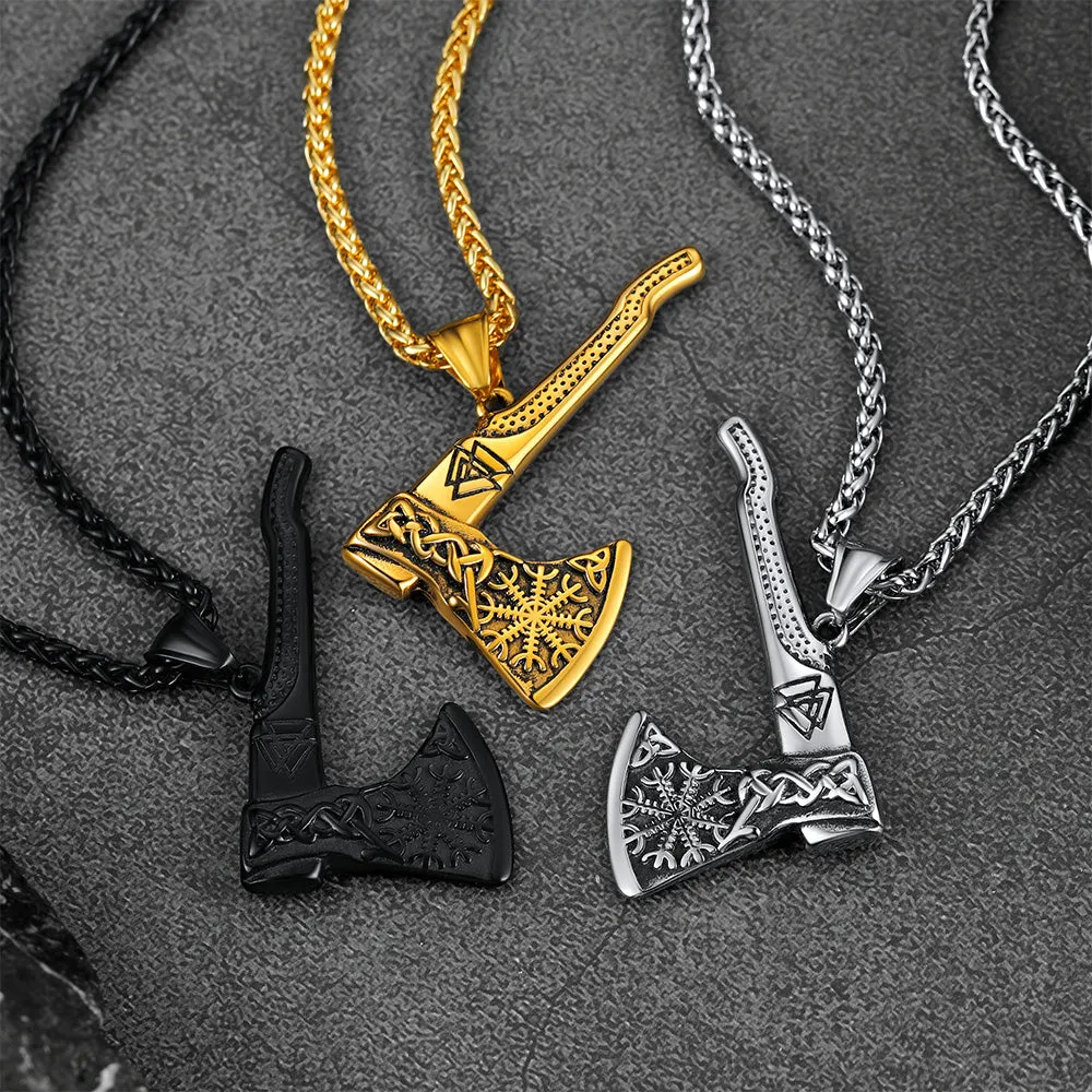 Norse Viking Axe Necklace With Compass For Men sold by FaithHeart product image thumbnail 3