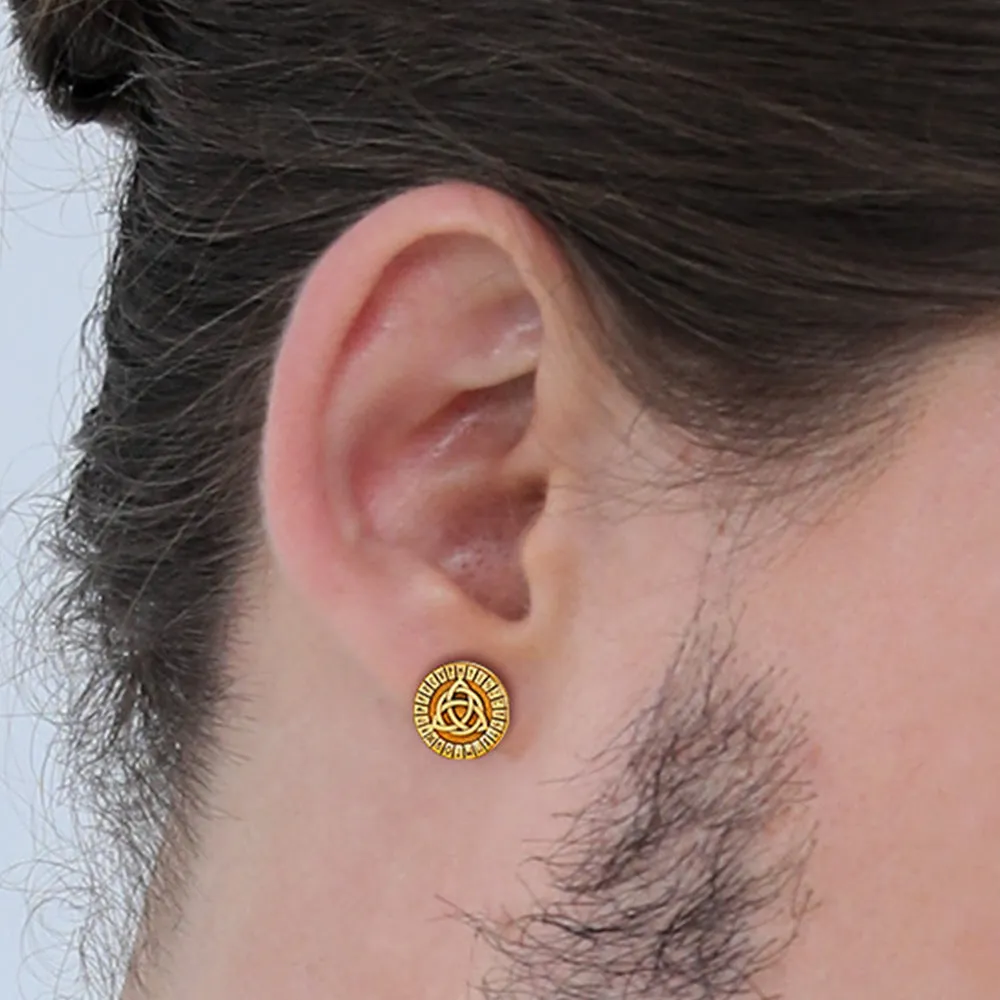 Viking Celtic Knot With Rune Stud Earrings for Men sold by FaithHeart product image thumbnail 2