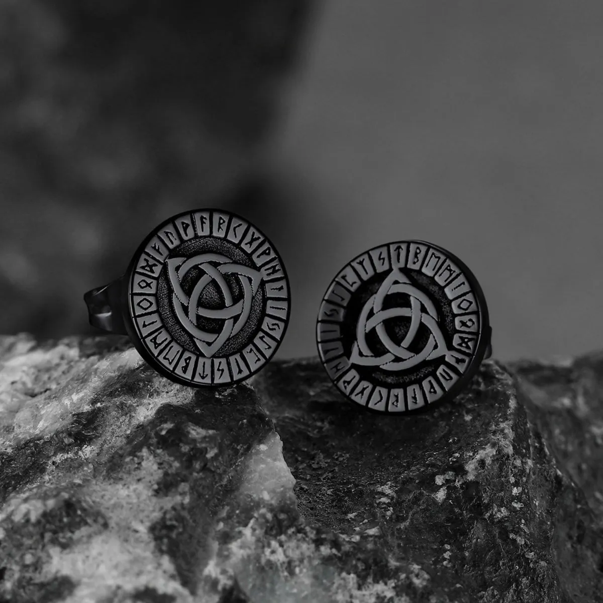 Viking Celtic Knot With Rune Stud Earrings for Men sold by FaithHeart product image thumbnail 5