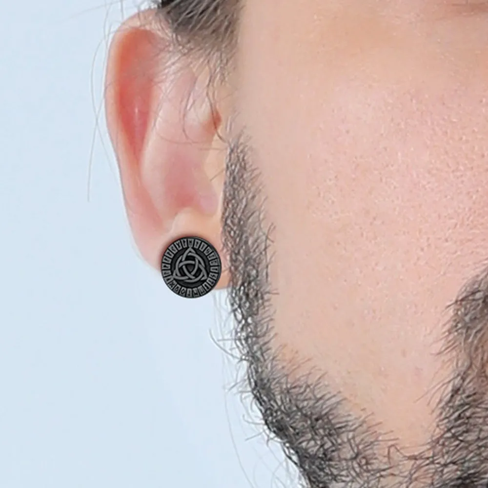 Viking Celtic Knot With Rune Stud Earrings for Men sold by FaithHeart product image thumbnail 3