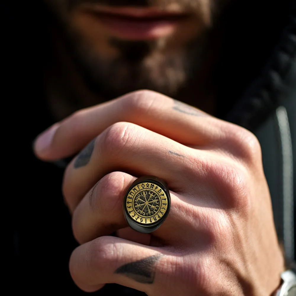 Viking Compass Vegvisir Ring with Runes For Men sold by FaithHeart product image thumbnail 5