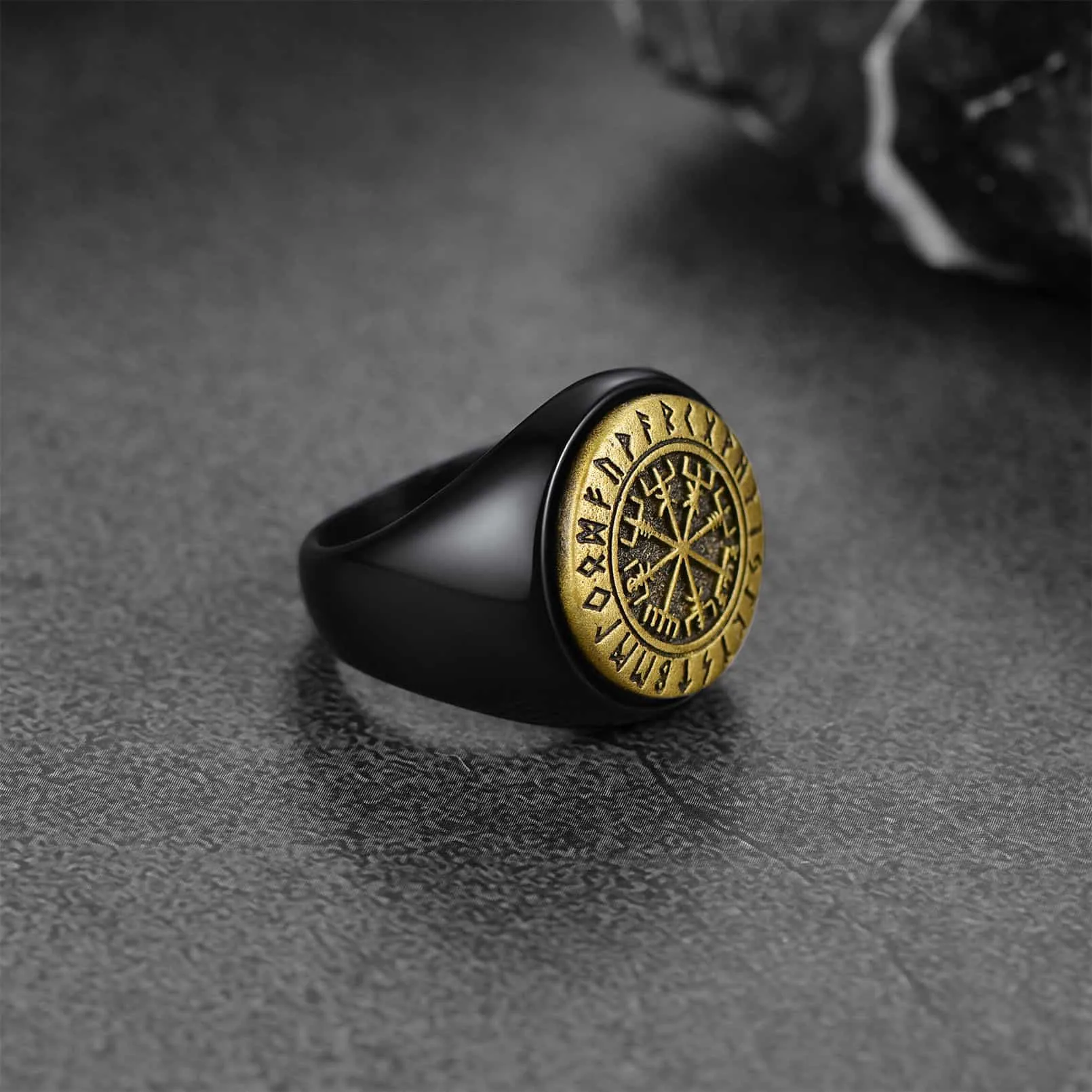 Viking Compass Vegvisir Ring with Runes For Men sold by FaithHeart product image thumbnail 4