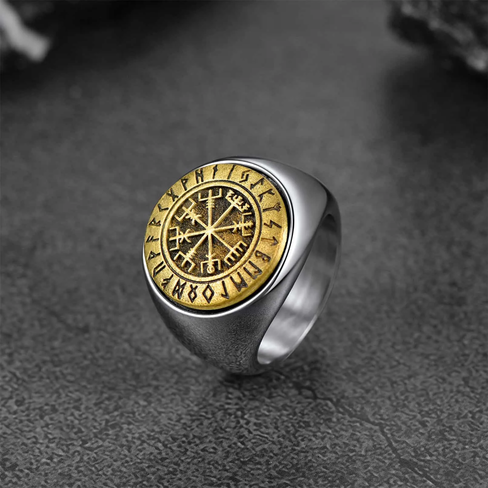 Viking Compass Vegvisir Ring with Runes For Men sold by FaithHeart product image thumbnail 3