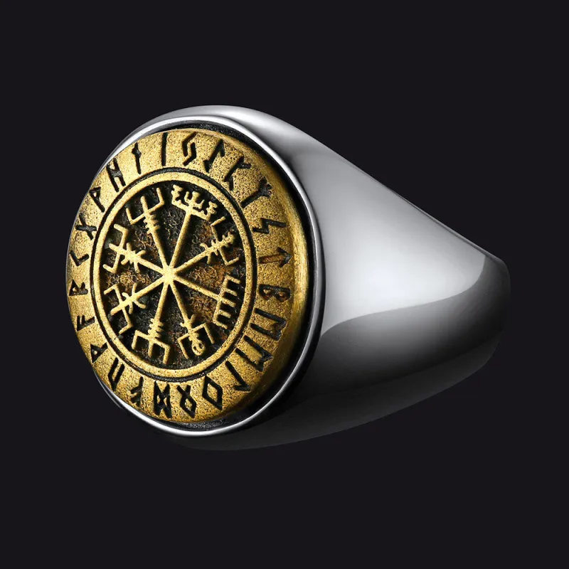 Viking Compass Vegvisir Ring with Runes For Men sold by FaithHeart