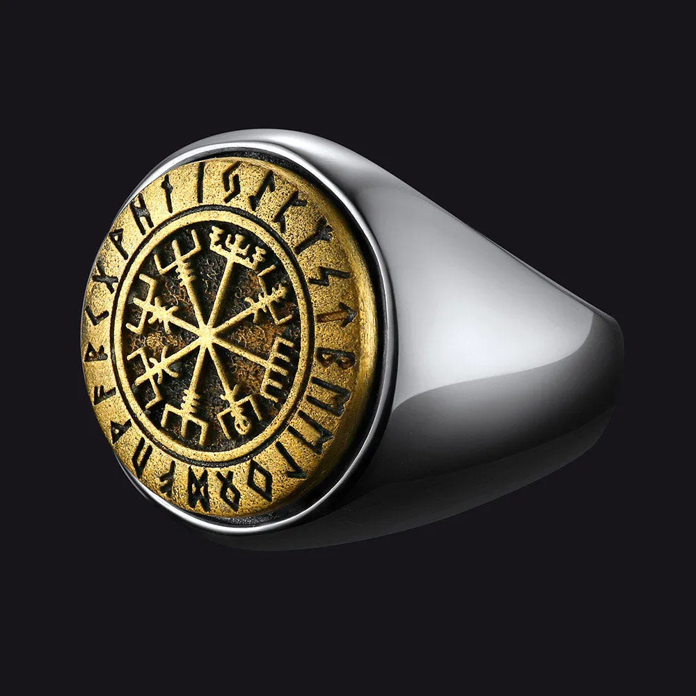 Viking Compass Vegvisir Ring with Runes For Men sold by FaithHeart