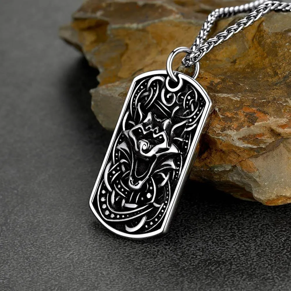 Engraved Viking Celtic Wolf Dog Tag Necklace for Men sold by FaithHeart product image thumbnail 4