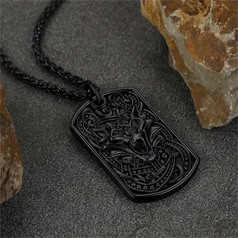 Engraved Viking Celtic Wolf Dog Tag Necklace for Men sold by FaithHeart product image thumbnail 5